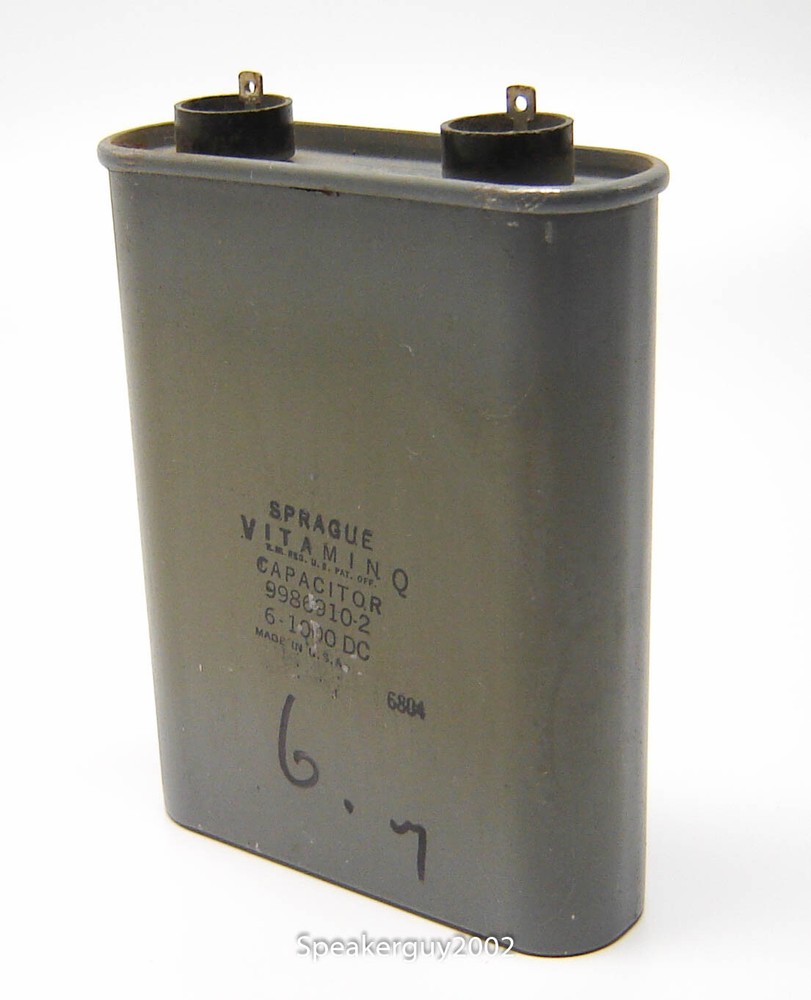 Sprague Vitamin Q PIO Capacitor / 6 MFD 1000 VDC / 9986910-2 — KT