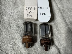 PAIR Vacuum Tubes 5881 RCA Tung-sol BROWN Tested On Amplitrex At-1000 82-85%