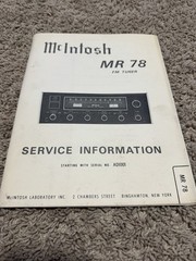 McIntosh MR 78 FM Tuner Service Information Manual Serial No. AD1000+