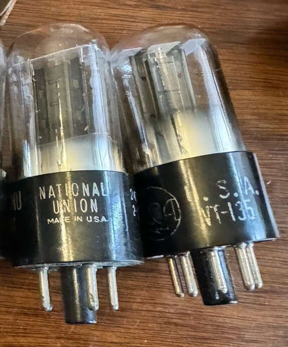 Match Pair NOS 12J5 GT VT-135 Audio Tubes Black Plates NU Label / Both RCA