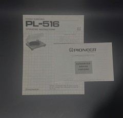 Pioneer PL-516 Stereo Turntable Operating Instruction Owner’s Manual