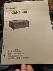 Sony Digital Audio Recorder Pcm 2500 Both Operation Manuals Japanese1 English1