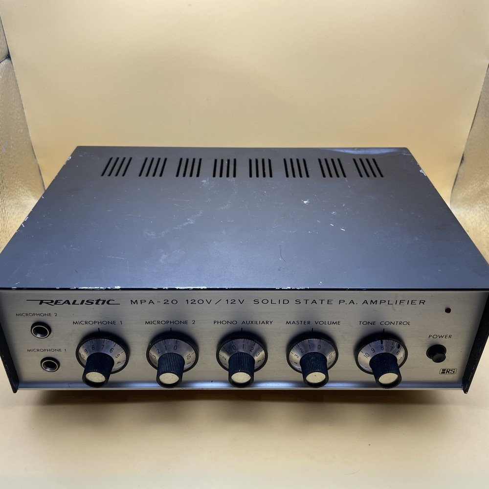 Vintage Realistic MPA-20 120V/12V Solid State P.A. Amplifier