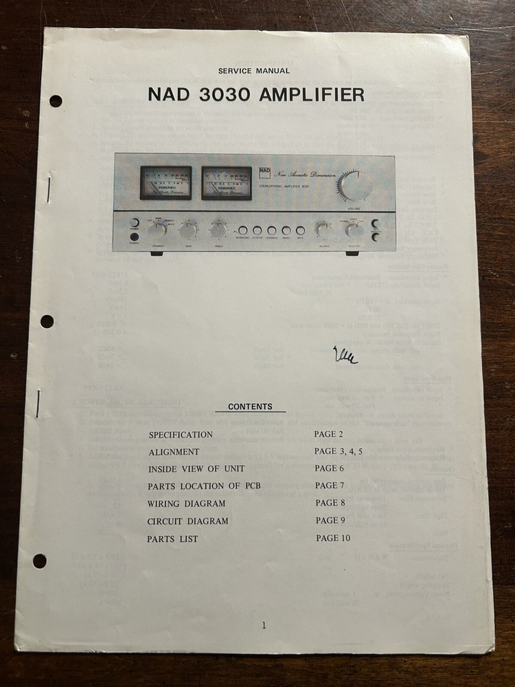 NAD 3030 Amplifier Amp Service Manual Original OEM Vintage New Acoustic