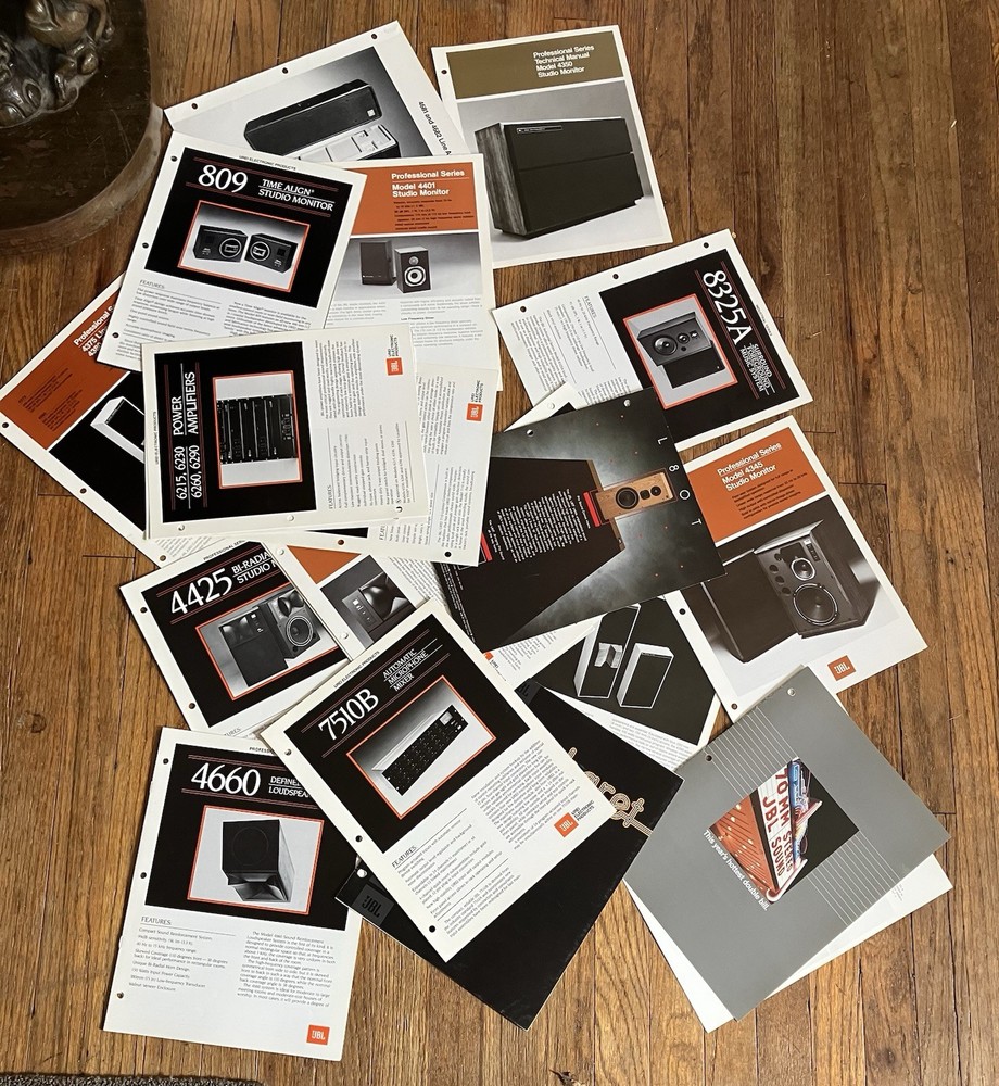 Vintage 80’s JBL Catalogues, Spec Sheets, Etc. Approx 100