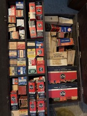 Vintage Assorted Vacuum Tubes Lot Sylvania RCA GE Philco With RCA tube caddy