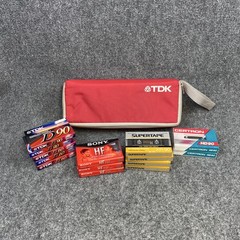 Lot 15 NEW Sealed Blank Cassette Tapes TDK Zipper Carry Case TDK Sony Realistic