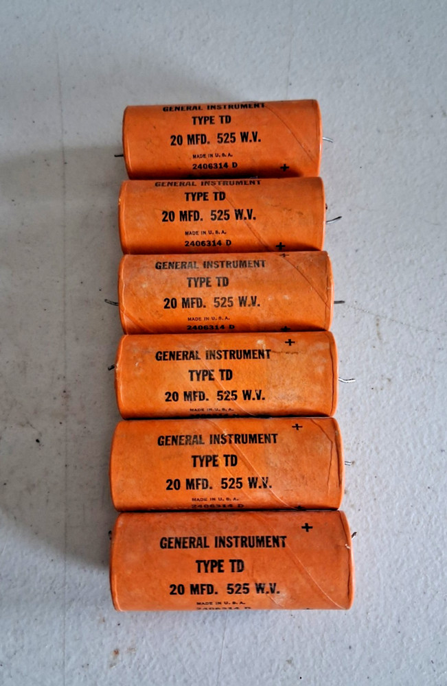 General Instrument Vintage Fender Amp Capacitor (1960s 20uf 525VDC – Quantity 6)