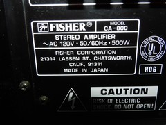 Fisher CA-800 Integrated Stereo Amplifier 100 W Per Channel Excellent Condition