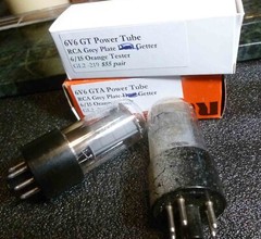 Pair RCA Grey Plate 6v6 GTA Power Tubes 6/15 on the Orange Tester