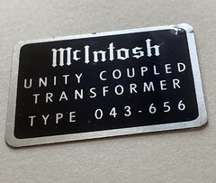 McIntosh Lab, Binghamton NY, 1-FACTORY ORIGINAL MC240 Output X-Former Decal 60s