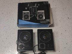 🔥Vintage Micro Speaker System Pair w/3.5mm Jack For Cassette & Phones EUC Works