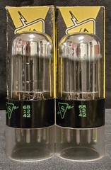SYLVANIA 6SN7 GTB TUBE 1968 GREEN LABEL BLACK BASE CHROME TOP FOIL MATCHED SET