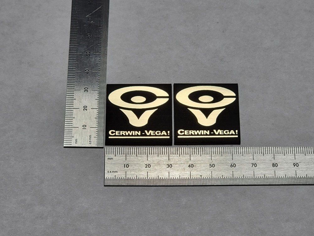 CV Cerwin Vega Premium Speaker Badge Logo Emblem 1.25″ Square Gold W/ Adhesive
