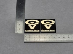 CV Cerwin Vega Premium Speaker Badge Logo Emblem 1.25″ Square Gold W/ Adhesive