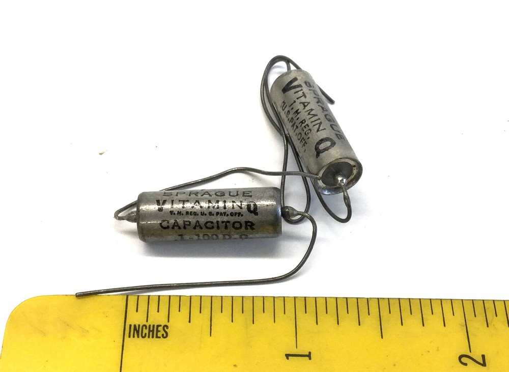 2 NOS Vintage Sprague Vitamin Q PIO Capacitors .1 mfd @ 100 vdc