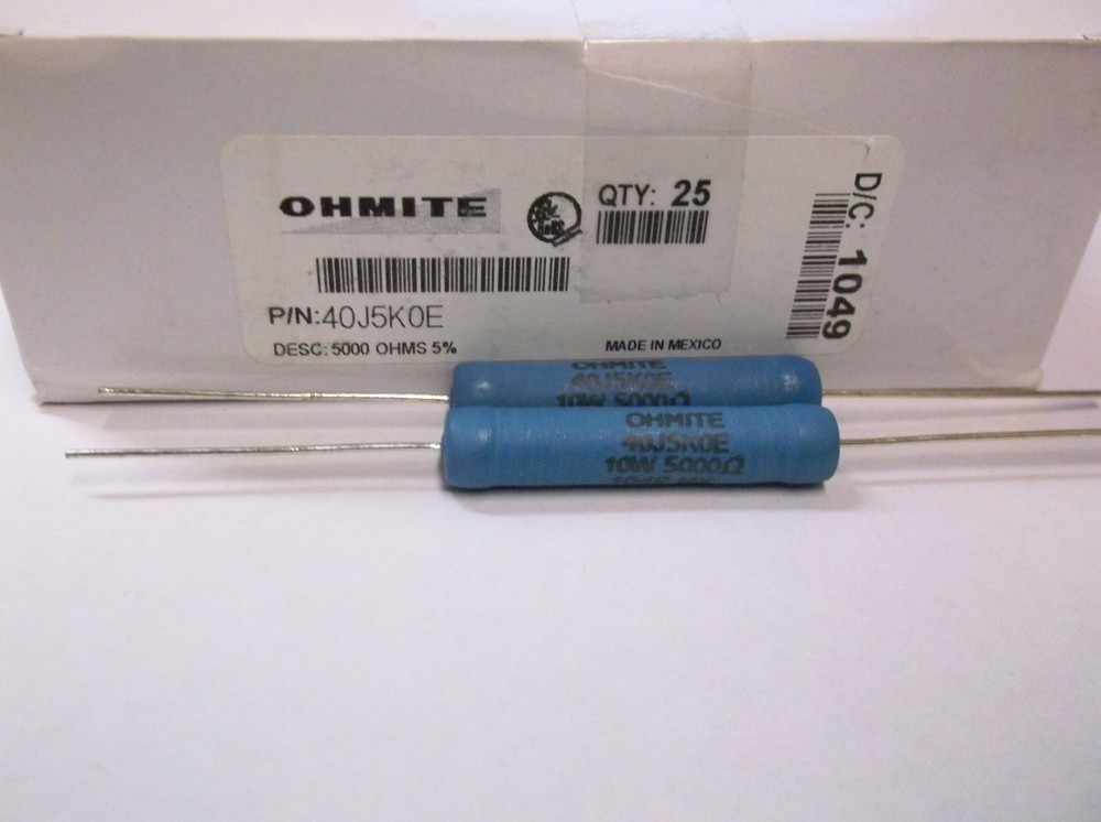 OHMITE 40J5KOE 5K (5000 Ohm) 10W 5% Axial Wirewound resistors 25pcs