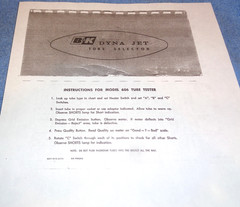 B&K Dyna-Jet Model 606 Tube Tester Manual Reprint + 100’s of Test Settings