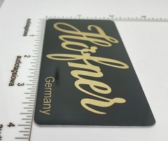 Hofner Germany Guitar Case Badge Custom Made Gold Aluminum