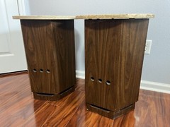 PAIR EMPIRE GRENADIER 6000 SPEAKERS Round Marble Table Top Vintage