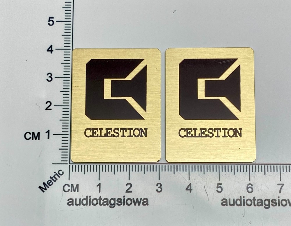 Celestion Speaker Badge Logo Emblem PAIR Gold Aluminum Custom Made