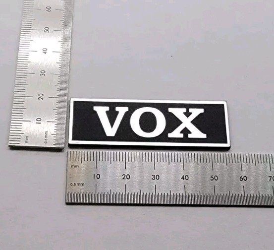 VOX Amplifier Badge Logo Emblem Custom Made Brushed Silver