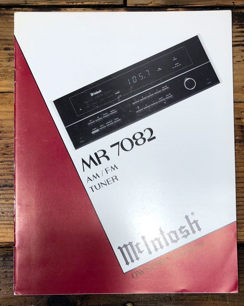McIntosh MR-7082 MR7082 Tuner Owners / User Manual *Original*