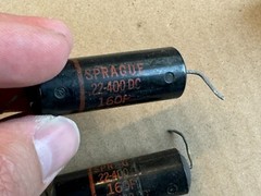 2 Vintage Sprague Black Beauty .22 uf 400v Capacitors 160P TEST GREAT low leak