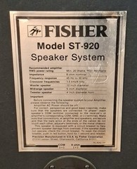 Vintage Fisher ST-920 3-Way Floor Speakers Pair 12” Woofer w/Grilles Tested