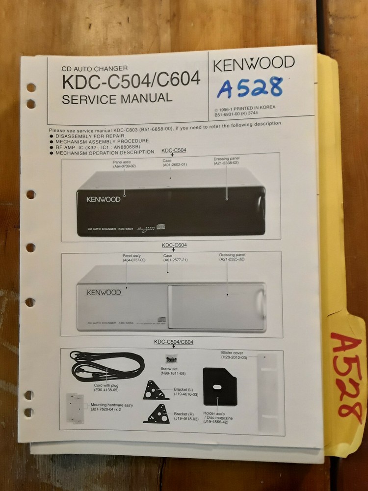 Kenwood kdc-c504 c604 Service Manual Original Repair Book stereo cd player
