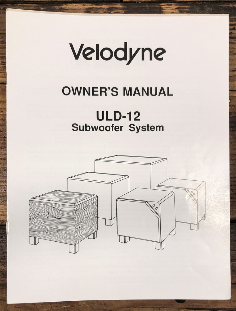 Velodyne ULD-12 Subwoofer Owner / User Manual *Original*
