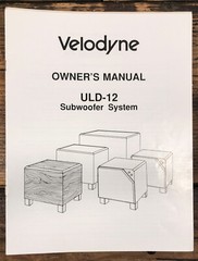 Velodyne ULD-12 Subwoofer Owner / User Manual *Original*