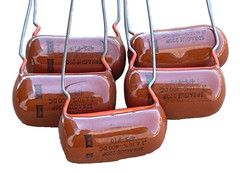 NOS Vintage Capacitor Sprague 220P +10%-400DC- Orange Brown Drop (Lot of 5)