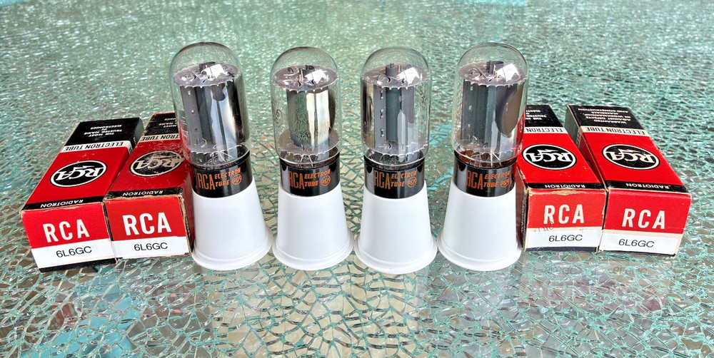 RCA 6L6GC – 100% MATCH – Quad Black Plates 1963, 1963, 1966, 1966, Grade A