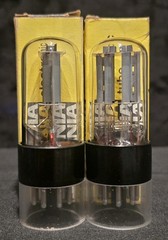 SYLVANIA 6SN7 GTB 1977 TUBE 2 HOLE TOUGH DOG FOIL GETTER MATCHED SET NIB