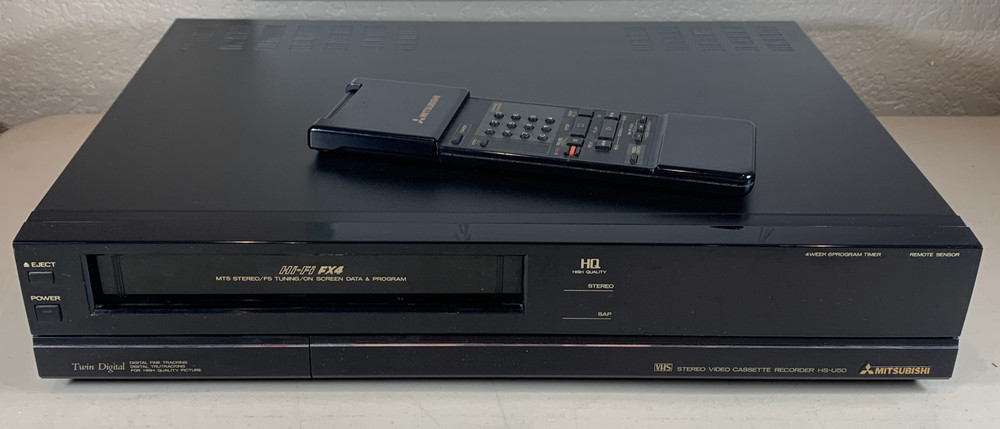 Parts Repair Only Mitsubishi HS-U50 VCR w/ OEM Remote Control Box VHS Player