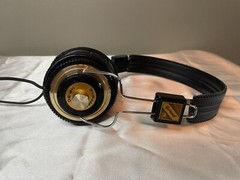 Vintage Pyramid HP-50 Headband Headphones Adjustable Over Ear Gold Tone Accents