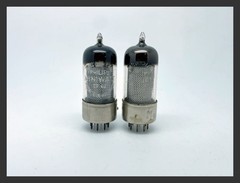 2 x NOS? Philips EF40 Metal Base Test GOOD L9B Solid DIsk Getter Vacuum Tube