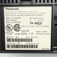 Panasonic PV-V4520 Blue Line VCR Plus VHS Player Recorder HIFI Tested No Remote