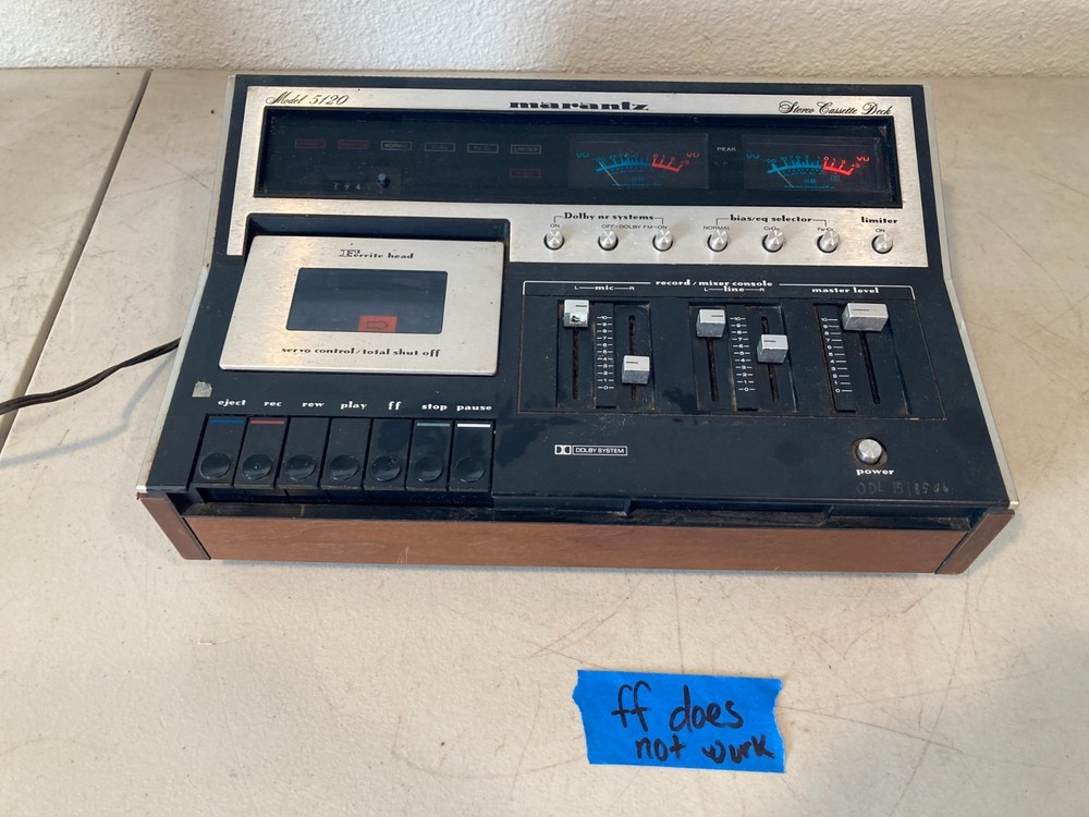 Marantz Model 5120 Stereo Cassette Deck Play Is Good No FF Or Rewind Needs Belts