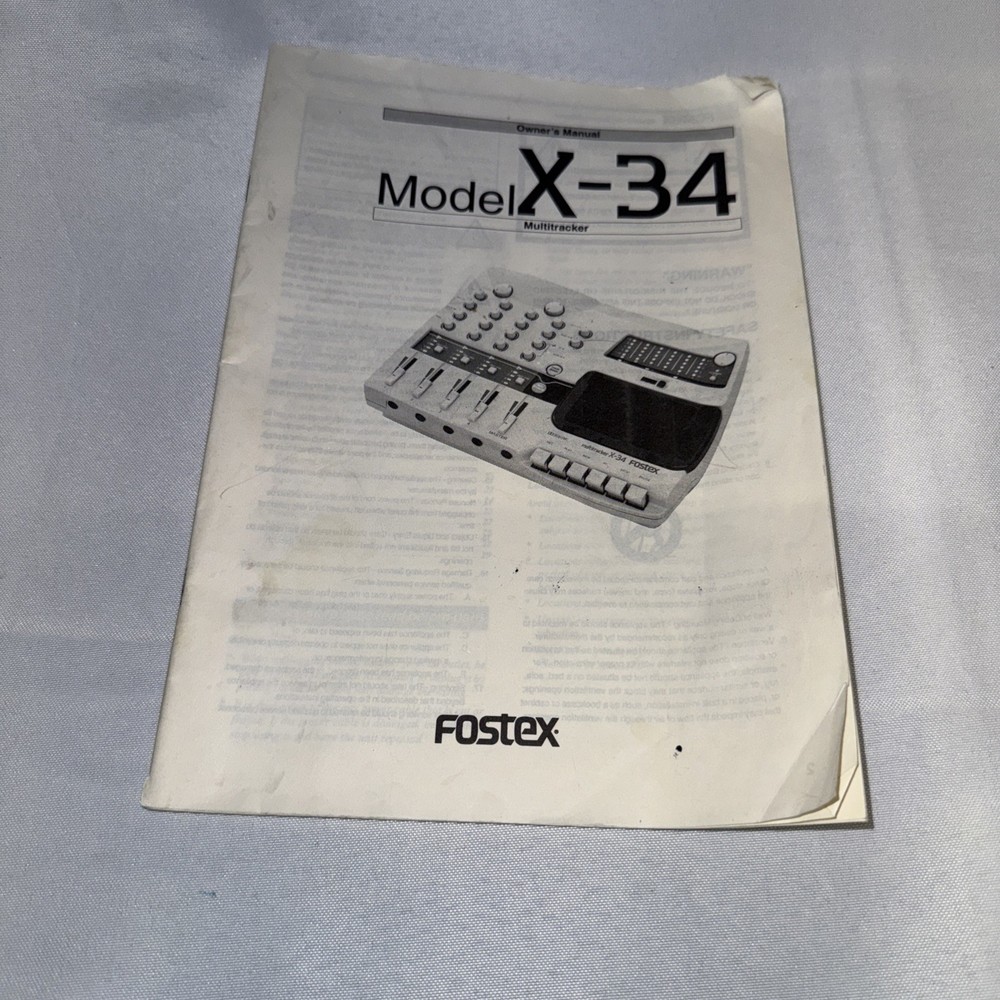 Fostex Model X-34 Multitracker Owner’s Manual ONLY