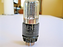 KEN-RAD 6SN7GT/VT231 TALL, CLEAR GLASS VACUUM TUBE BLACK PLATE TV-7 TESTED.