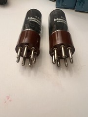 Matched Pair 2A7 Smoked Glass Brown Base NOS IEC Audio Tubes