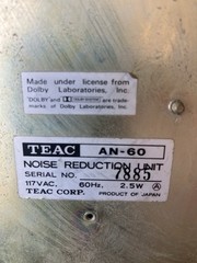 TEAC AN-60 Tape Noise reduction Dolby System