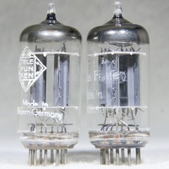 Matched Pair Telefunken ECC83/12AX7 Long Ribbed Plate Germany Diamond on Bottom