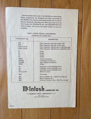 Original Maintenance Manual for McIntosh MC-240 Power Amplifier