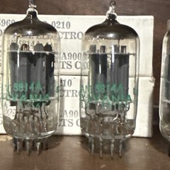 Matching Quad Sylvania JAN 5814A Audio Tubes NOS NIB TV7 Tested Very Strong