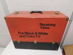 Vintage X Large TV Repair Tubes Wood Carrying Case Television Color Black White