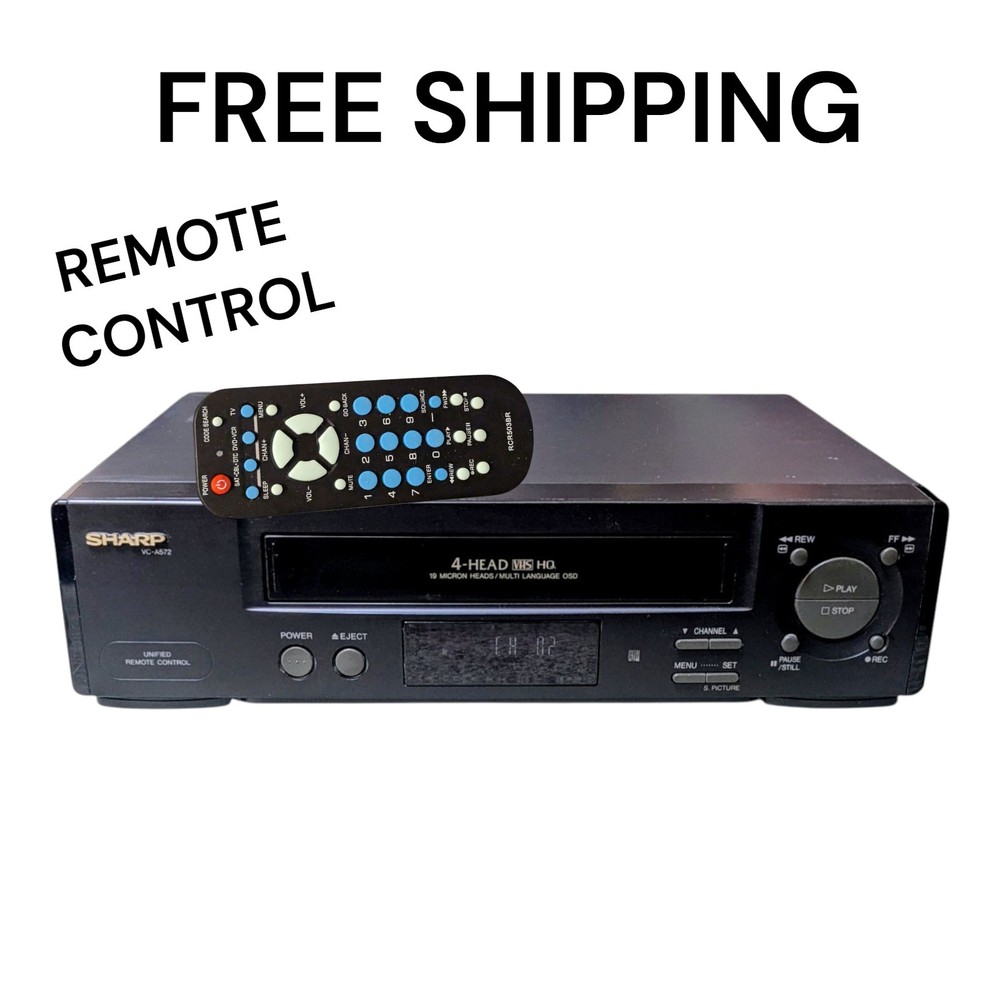 Sharp VCR VC-A572U VHS Remote Control Tape Player Recorder Video Cassette Tested