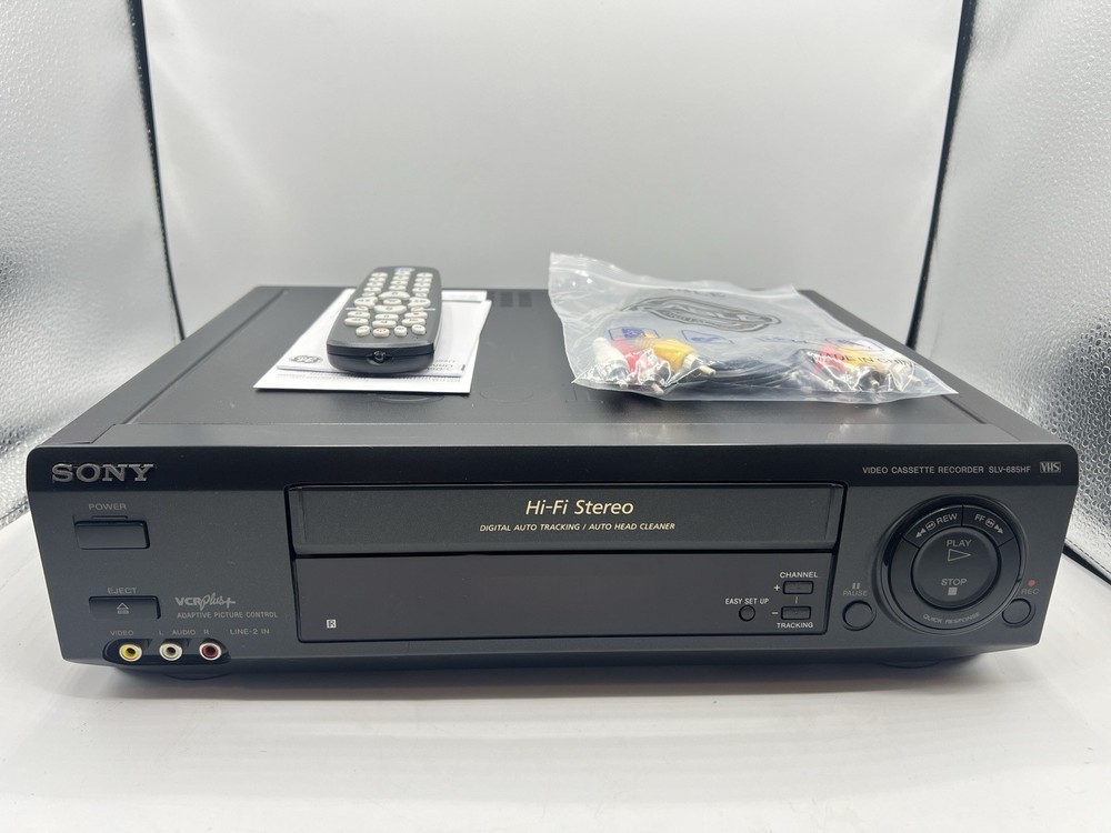 Sony SLV-685HF VHS Player Recorder Black Hi-Fi Universal Remote Cables Tested